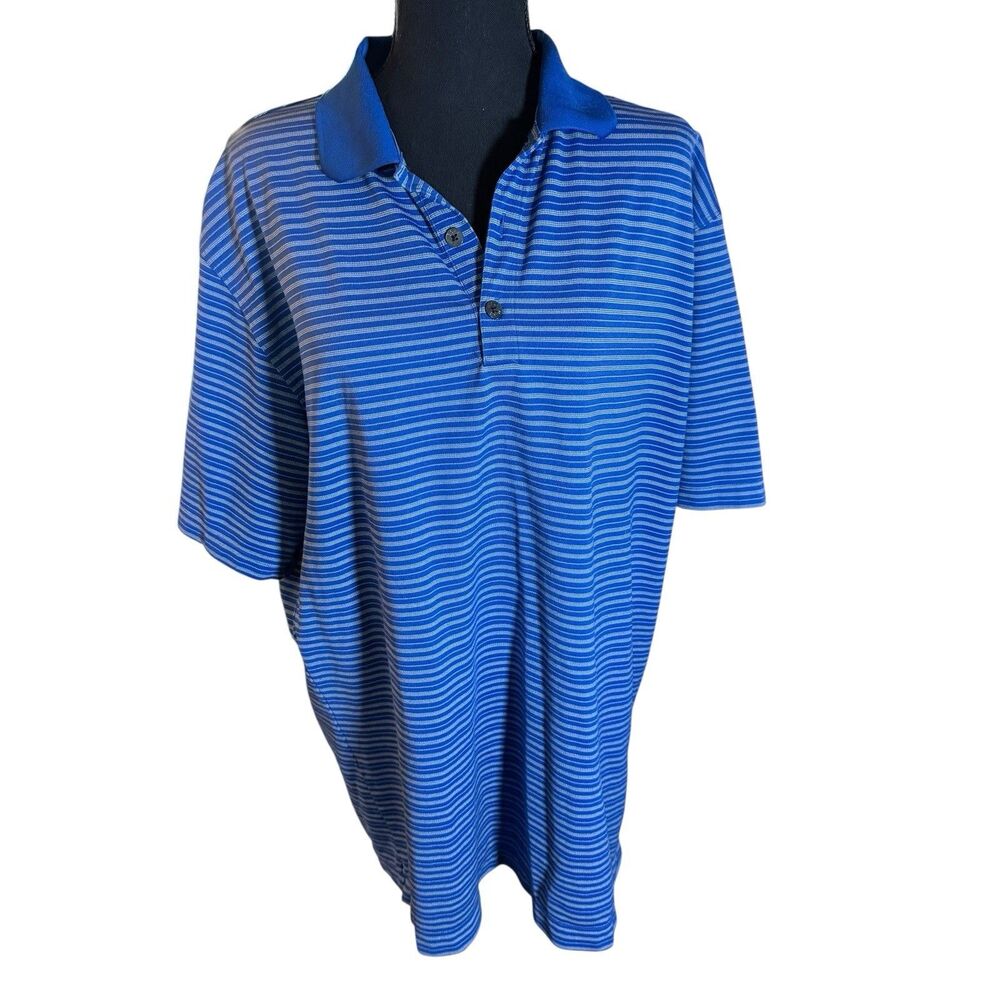 Nike Golf Dri-Fit Polo Shirt Blue Stripe Lightweight Short Sleeve Men’s‎ XL